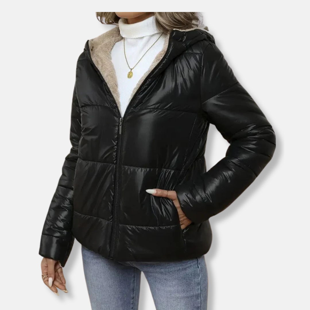 Drune | Damen Steppjacke – Lockere Passform – Mit Kapuze – Wasserabweisend – Plüschgefüttert – Isoliert