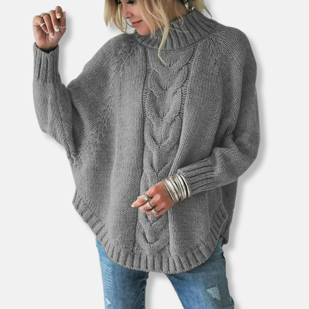Drune | Wolle Übergröße Rollkragenpullover Kabelstrickpullover