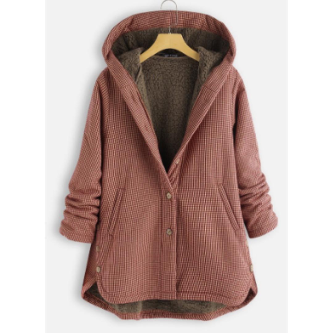 Drune | Kapuzen-Sherpa-Jacke - Fleecegefütterter Druckknopf-Mantel - Warme lässige Outdoor-Bekleidung Kanada