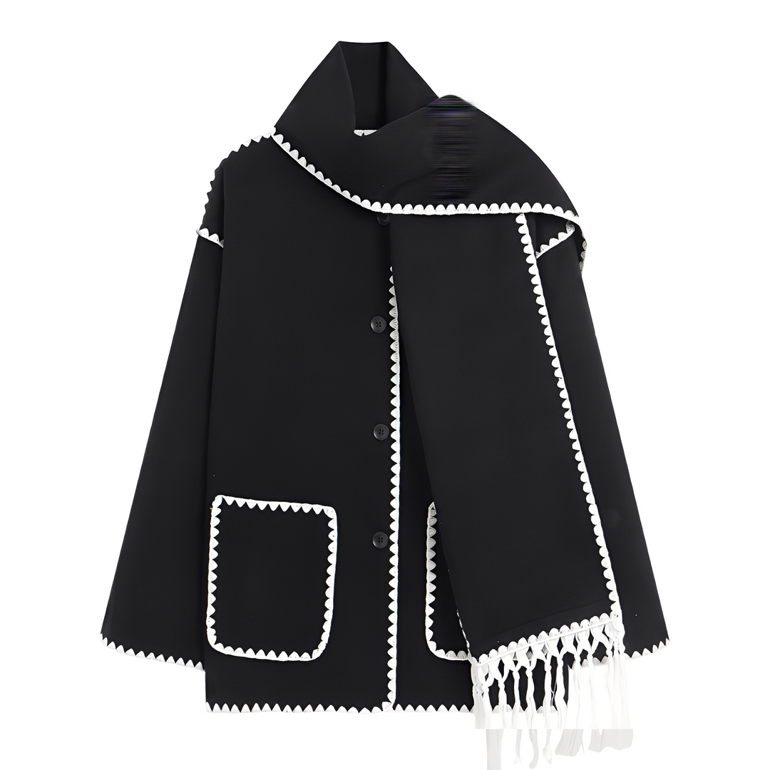 Drune | Elegante, locker geschnittene Damen-Wolljacke mit Schal
