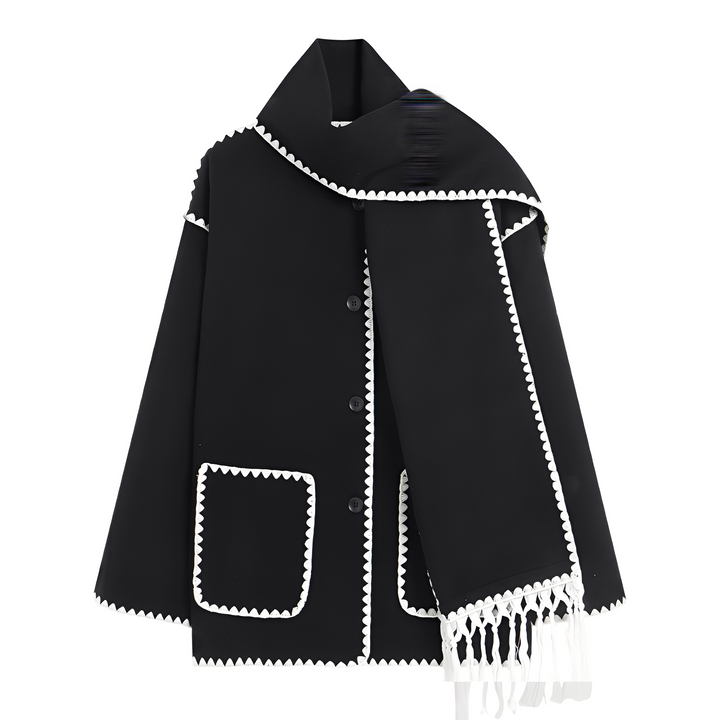Drune | Elegante, locker geschnittene Damen-Wolljacke mit Schal