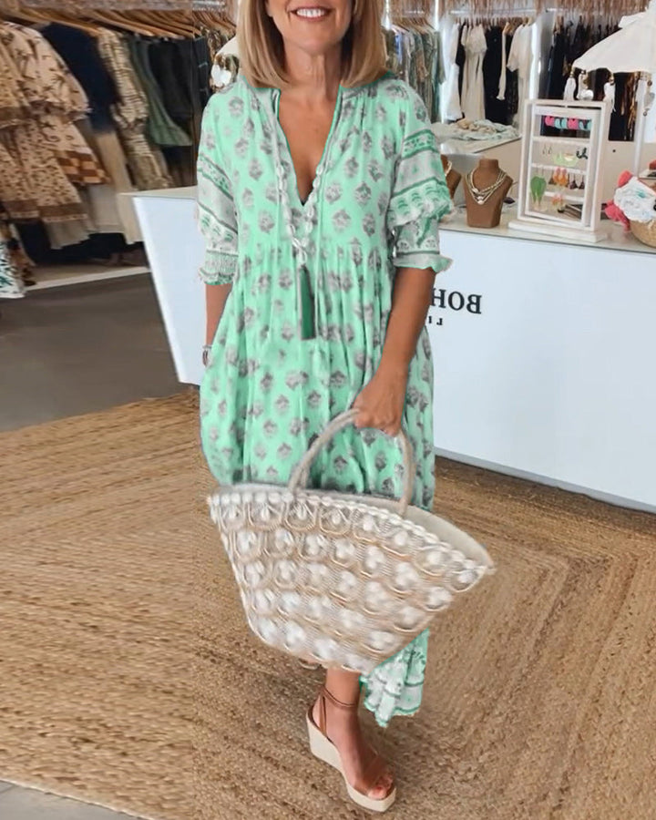 Drune | Boho Halblangenärmel Kleid