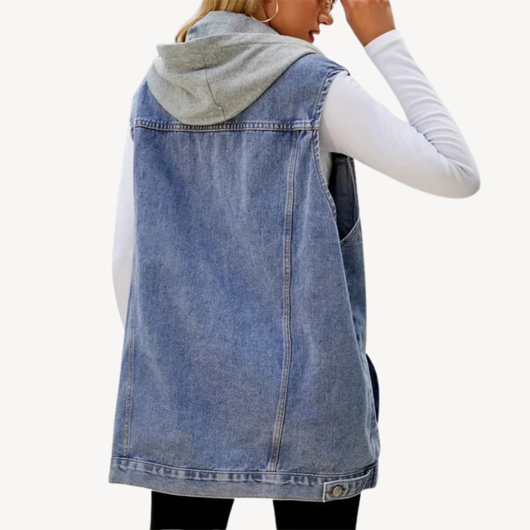 Drune | Denim Hoodie Weste für Frauen