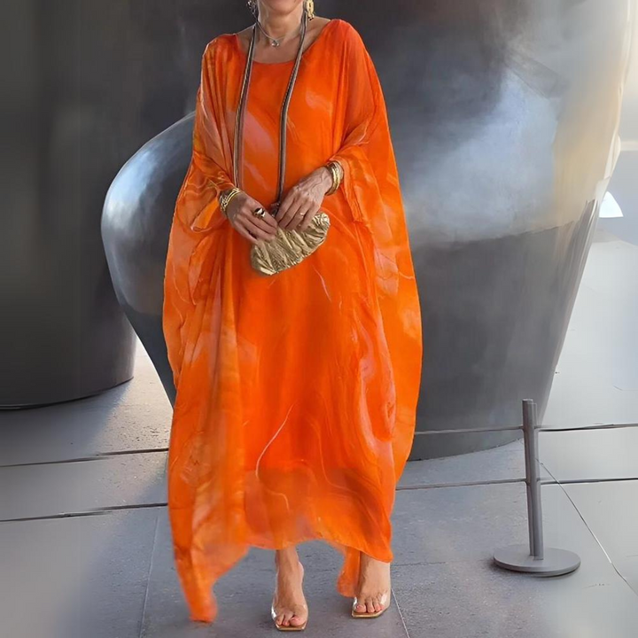 Drune | Kaftan Kleid Fließender Leichter Stoff Eleganter Lockerer Schnitt Breite Ärmel