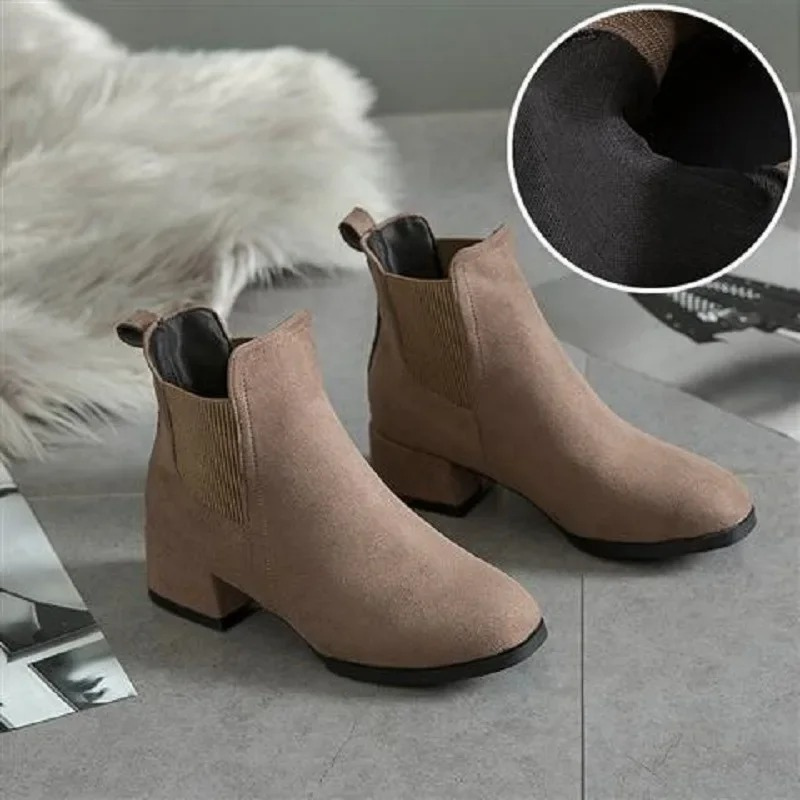 Drune | Elegante Einstieg Ankleboots mit Blockabsatz Damen Ankleboots