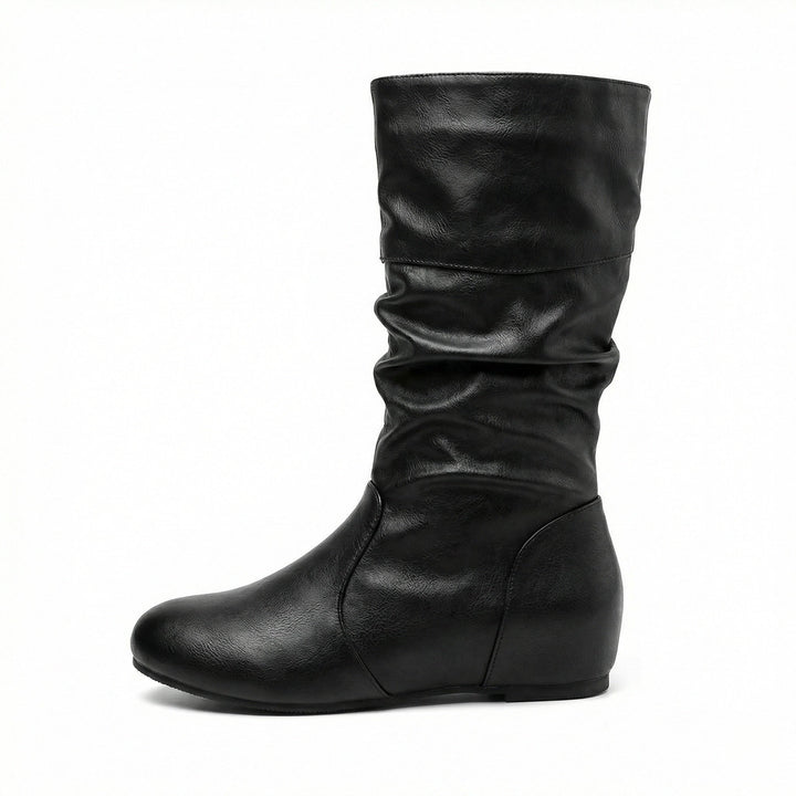 Drune | Flache Stiefel mit Falten Bis Zum Knie