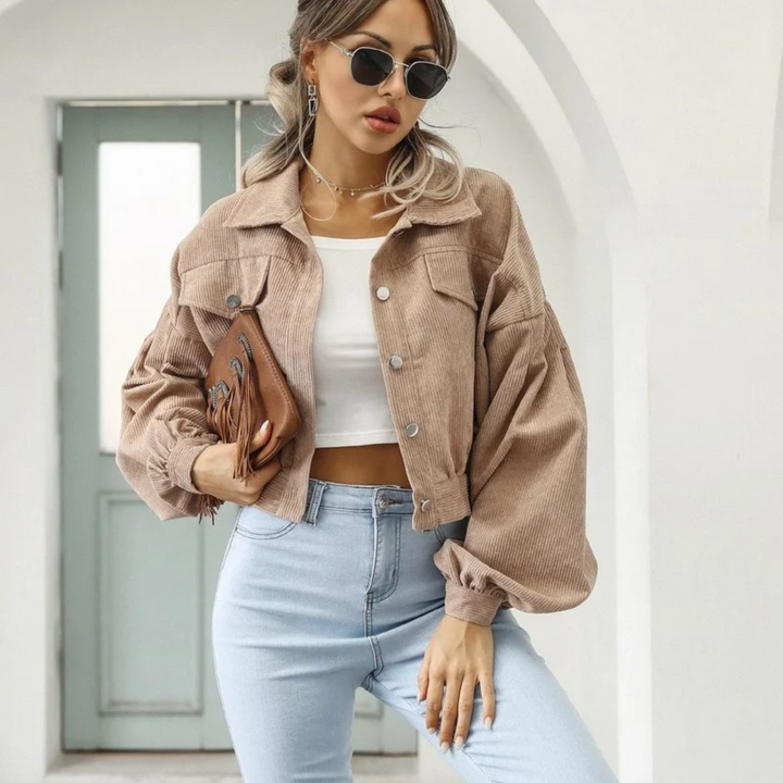 Drune | Samtcord Laternenärmel Cropped Jacke
