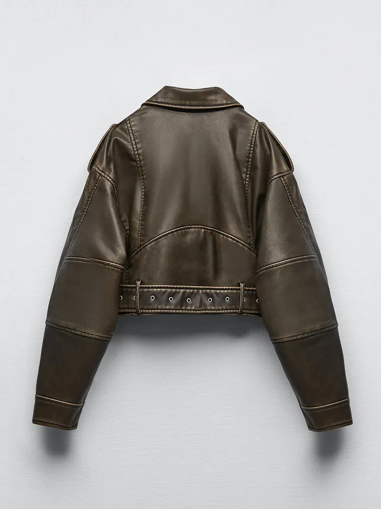 Drune | Kurze Jacke aus PU-Leder für Frauen Warm