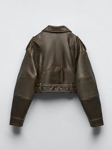Drune | Kurze Jacke aus PU-Leder für Frauen Warm