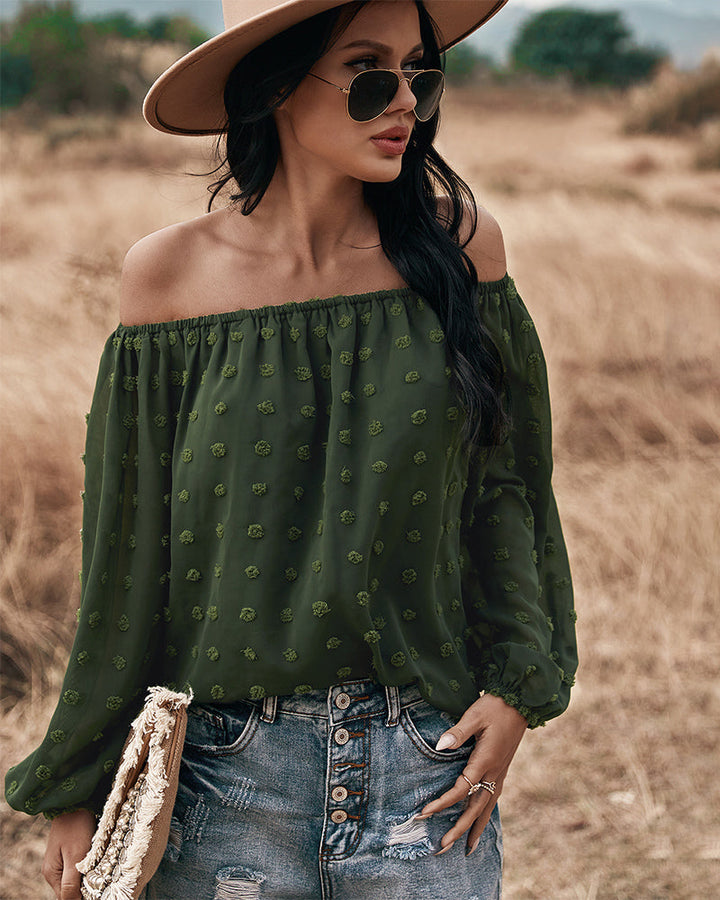 Drune | Off Shoulder Laterne Langärmeliges Rüschentop