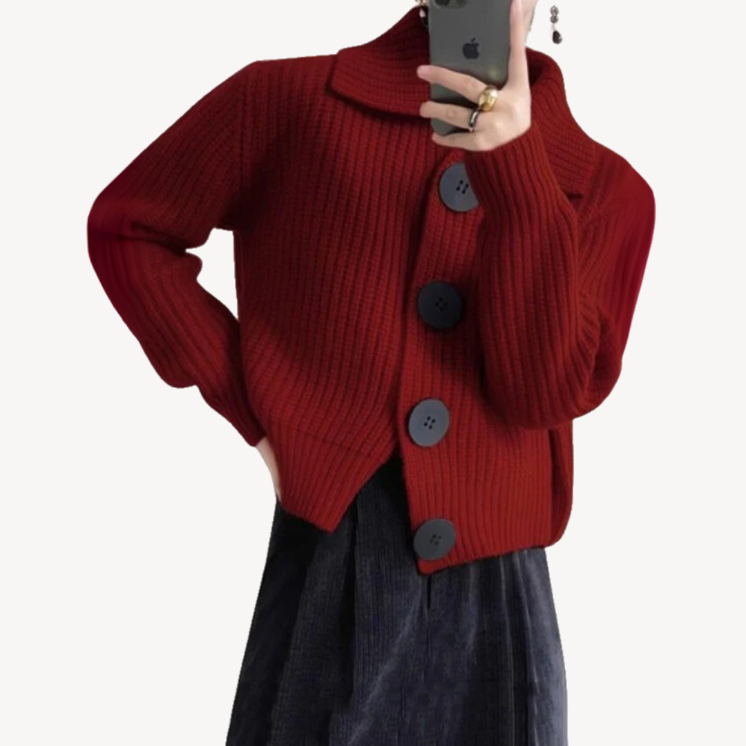 Drune | Damen Strick-Peter-Pan-Kragen Cardigan
