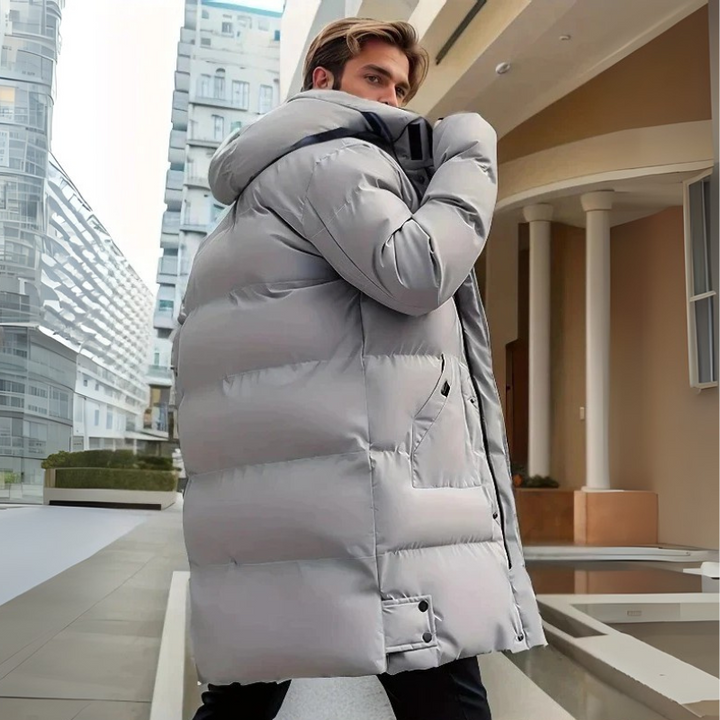 Drune | Herren Langer Wintermantel Mit Verstellbarer Kapuze Und Reißverschluss Design