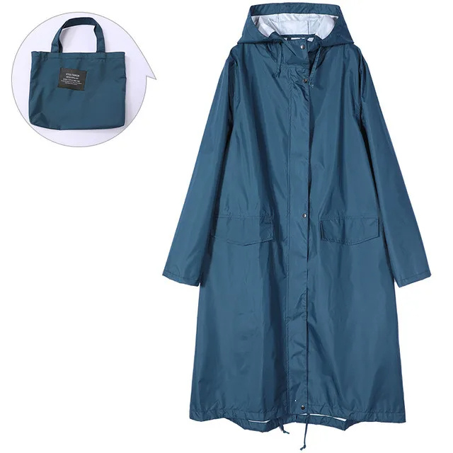 Damen Regenjacke Wasserdicht Lang Leicht mit Kapuze