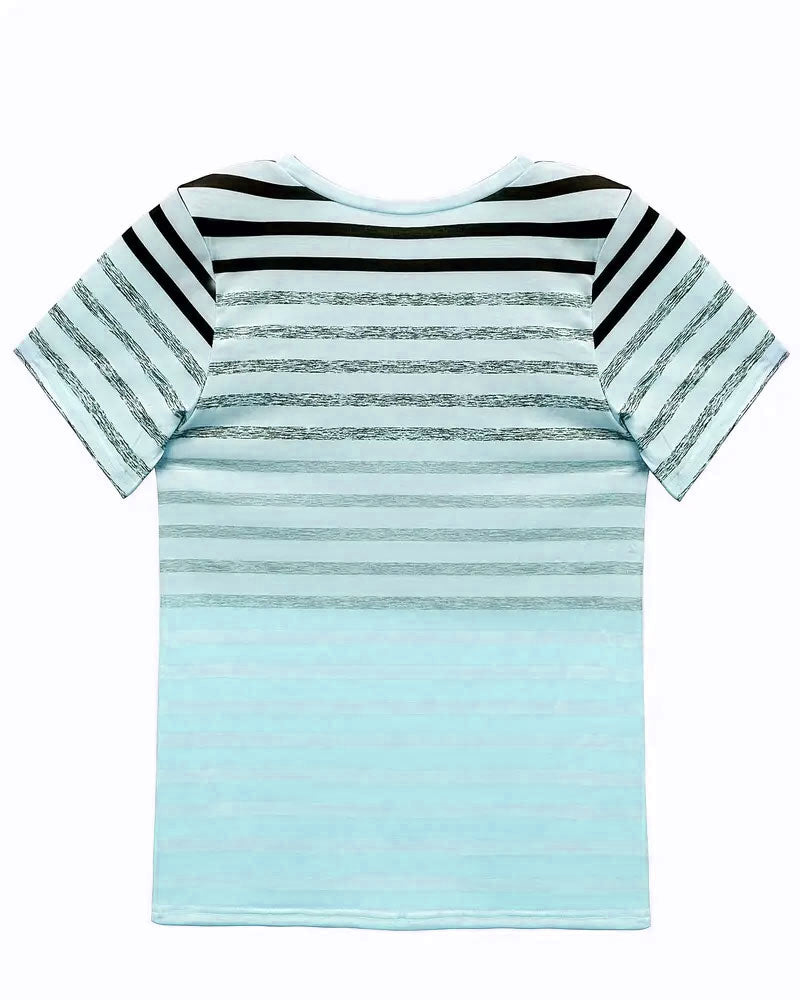Drune | T-Shirt Rundhals Kurzarm Gestreift