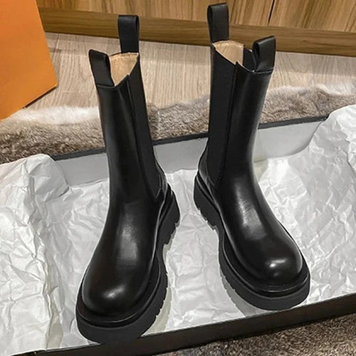 Drune | Stiefel Leder Mid Calf Haltbare Sohle Bequeme Passform