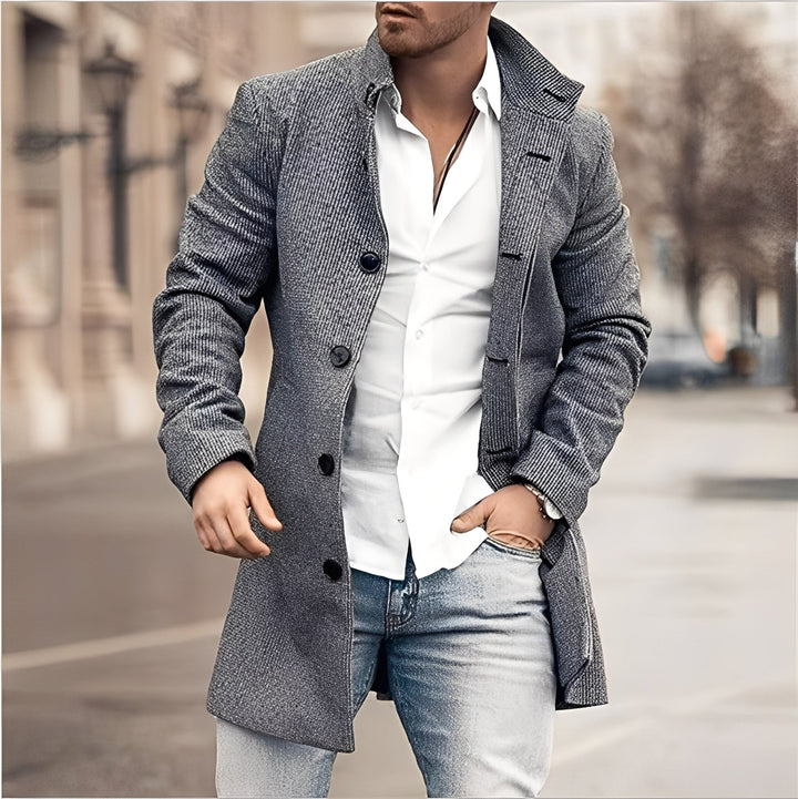 Drune | Lässiger Langer Tweed-Mantel für Herren