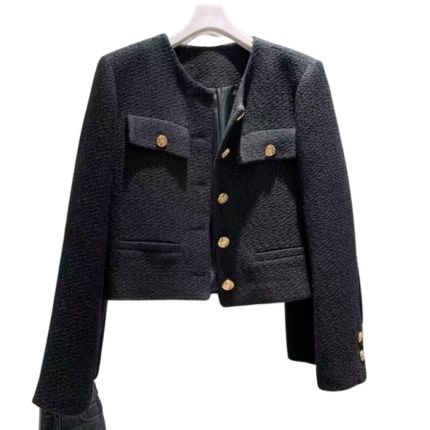 Drune | Damen Tweedjacke mit Rundhalsausschnitt