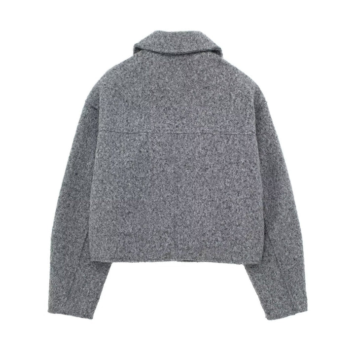 Drune | Kurze Wolljacke Scharfer Kragen Strukturiert und Warm