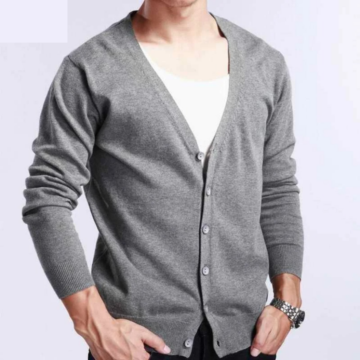 Drune | Herren Strickjacke Mit Knöpfen, Leichtes Material, V-ausschnitt, Klassischer Stil