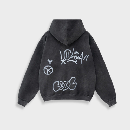 Drune | Hoodie - Oversize Graffiti Print & Y2K Stil