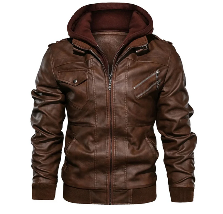 Drune | Lederjacke Mit Kapuze Für Herren