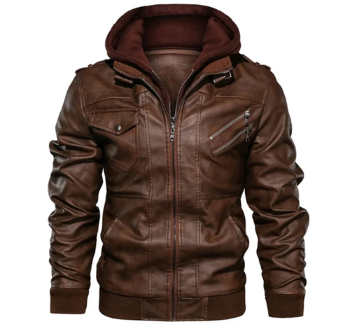 Drune | Lederjacke Mit Kapuze Für Herren