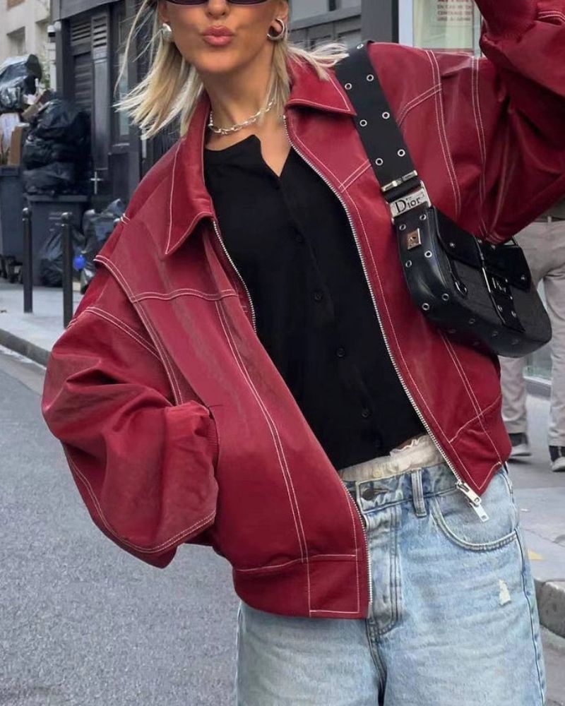 Drune | Übergroße Genähte Lederjacke