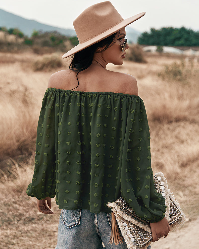 Drune | Off Shoulder Laterne Langärmeliges Rüschentop