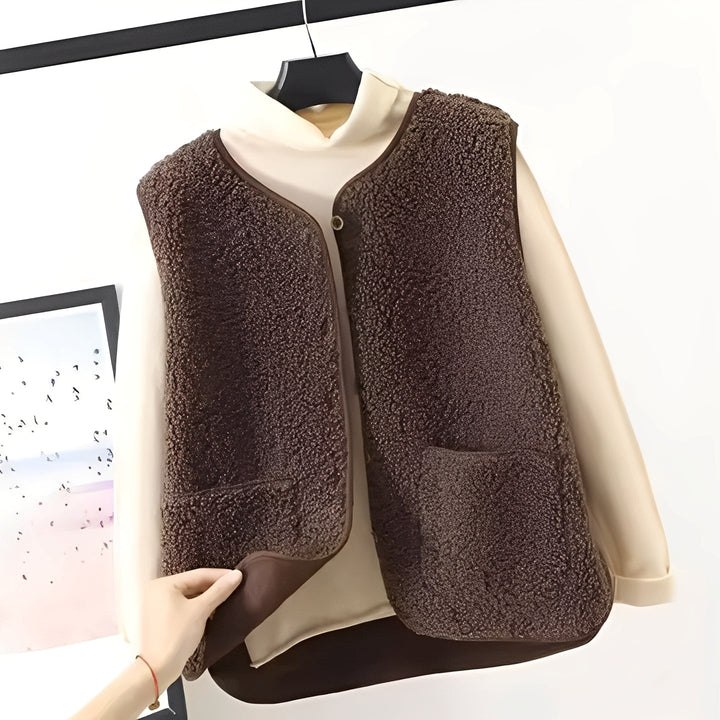 Drune | Modische Plüschjacke mit Taschen für Damen