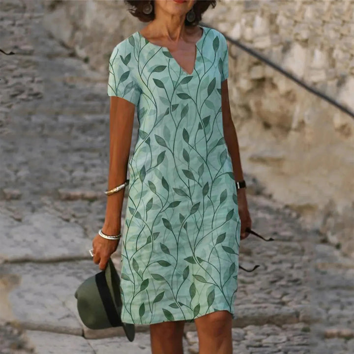 Drune | Einfaches, Bequemes Kleid mit Blättermotiv