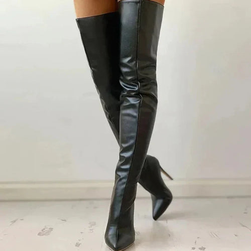 Drune | Bequeme Hochhackige Schuhe für Frauen Oberschenkel Hoch