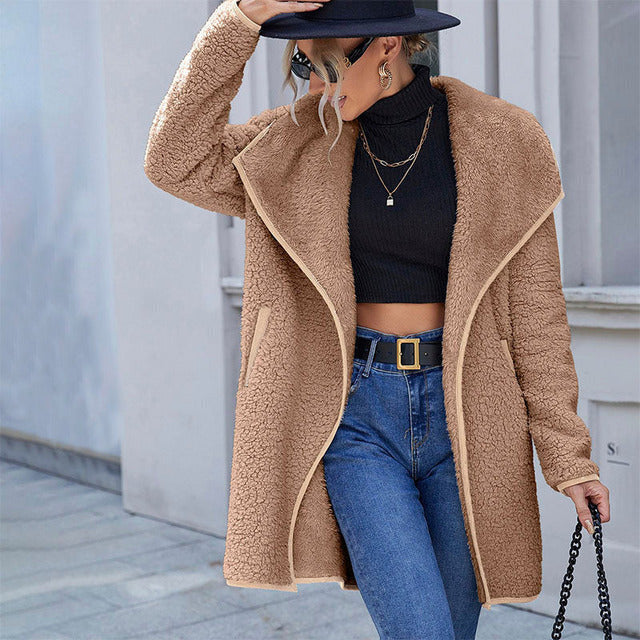 Drune | Fluffy Lange Jacke Polyester Warm, Stilvoll