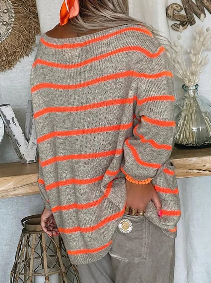 Drune | Women's striped sweater – Soft, warm winter sweater