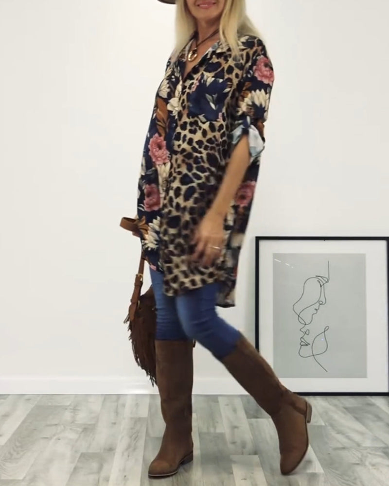 Drune | Patchwork Hemd mit Leopardenmuster