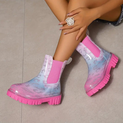 Drune | gefärbte PVC Regenstiefel - wasserdicht mit dicker Sohle für Damen