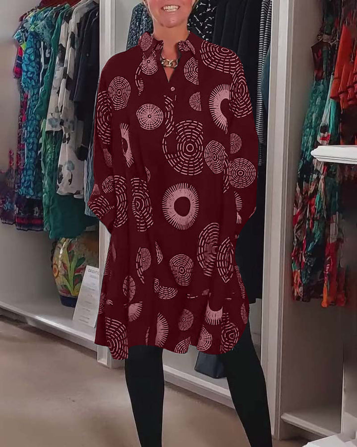 Drune | Kleid mit Revers und Geometrischem Print
