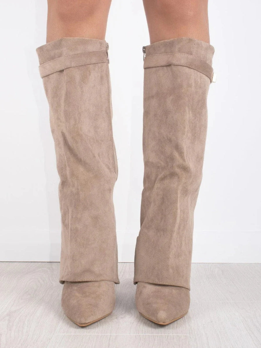 Drune | Elegante Damenstiefel Aus Hochwertigem Suede Mit Goldenen Akzenten