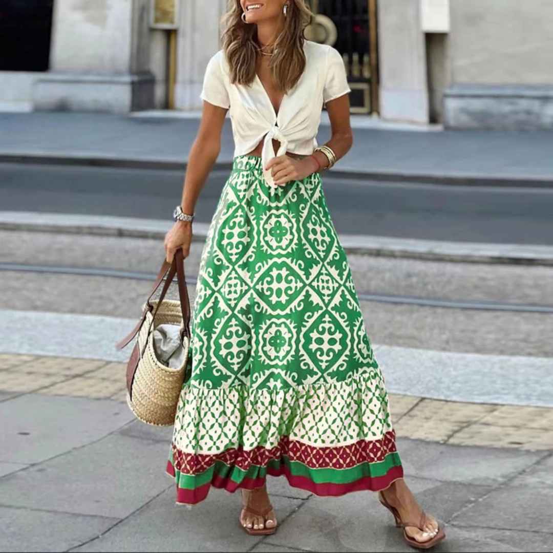 Drune | Trendiger High Waist Rock Mit Geometrischem Muster