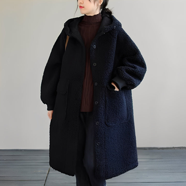 Drune | Warmer Wollmantel mit Kapuze für Frauen