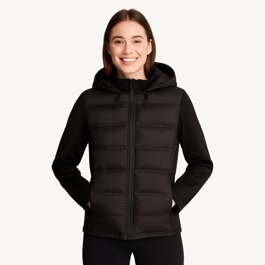 Drune | Schwarze Pufferjacke mit Kapuze für Frauen