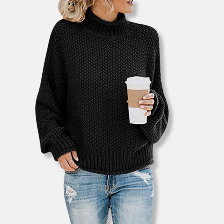 Drune | Pullover - Oversized Wollmischung - Grobstrick - Raglanärmel - Hoher Kragen