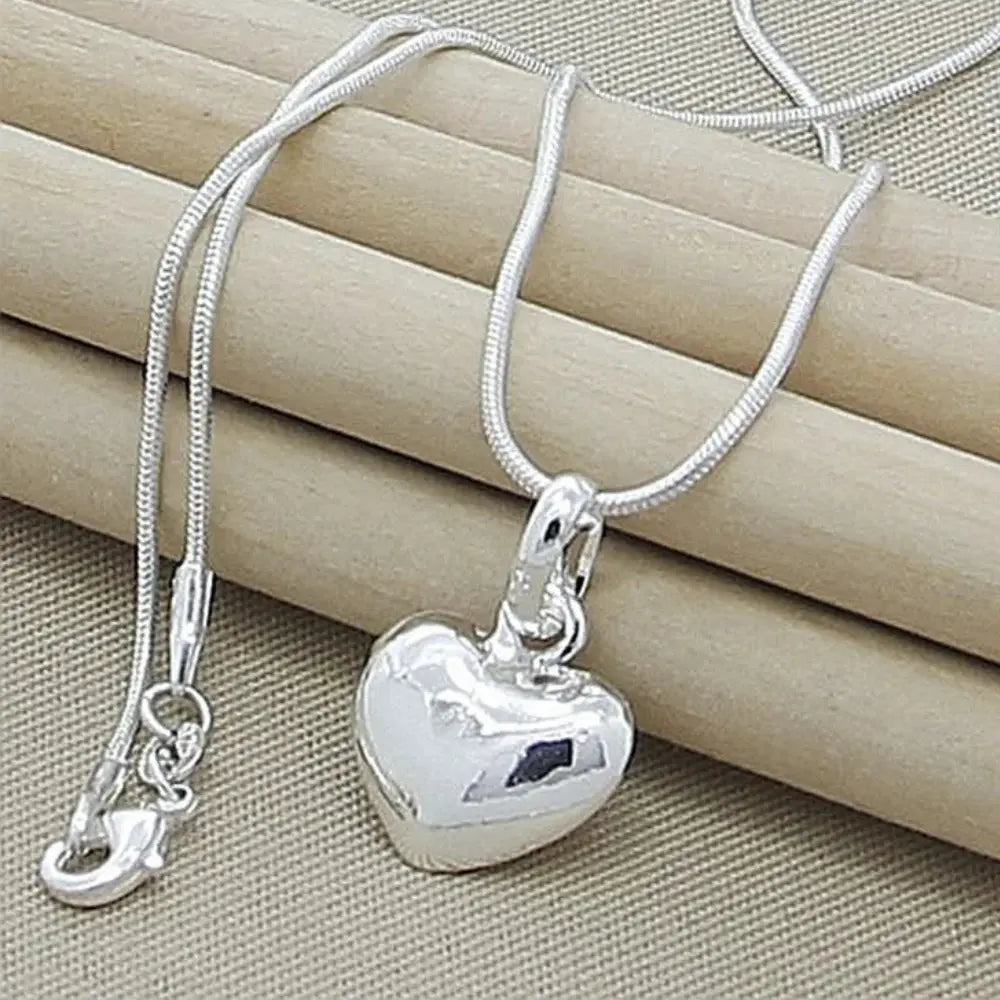 Drune | Sterling Silber Massiv Herz Kette Schlangenkette Für Damen