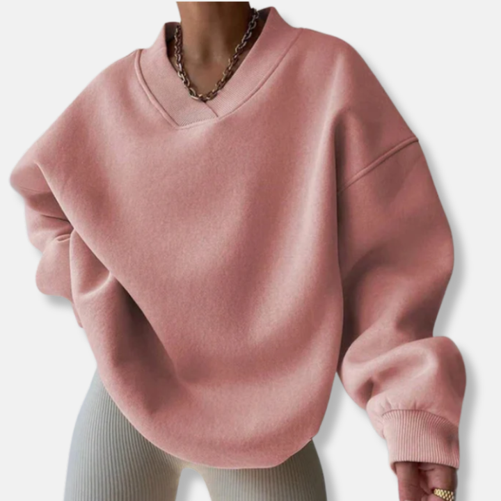 Drune | Sweatshirt - Fleece-Mischung - Übergroße entspannte Passform - V-Ausschnitt - Rippbündchen