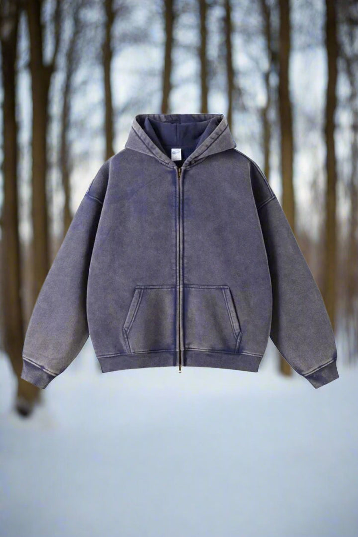 Drune | Kapuzenpullover Reißverschluss Gerippte Bündchen Bequem Und Warm
