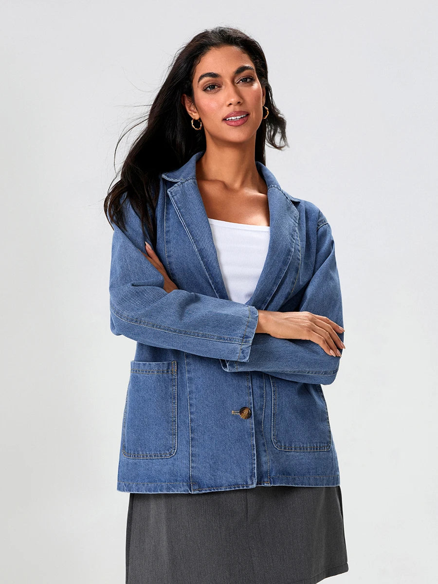 Drune | Denim Blazer mit klassischem Schnitt