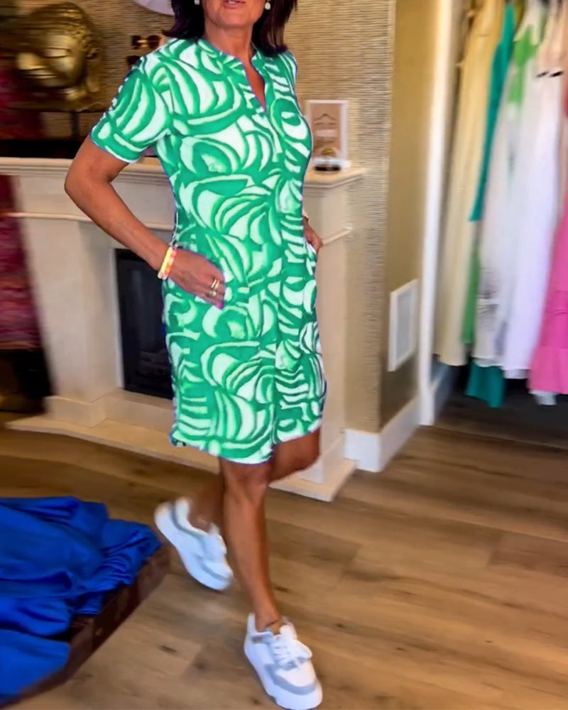 Drune | Lässiges Kurzärmeliges Kleid mit Print