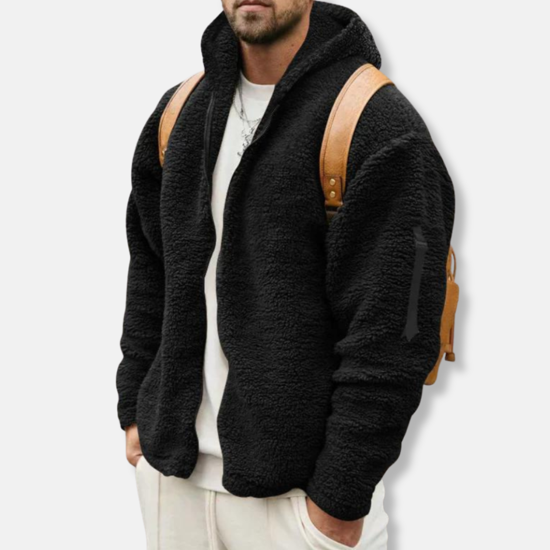 Drune | Kapuzenpullover Sherpa Fleece Lässiger Schnitt Reißverschluss Gerippte Bündchen