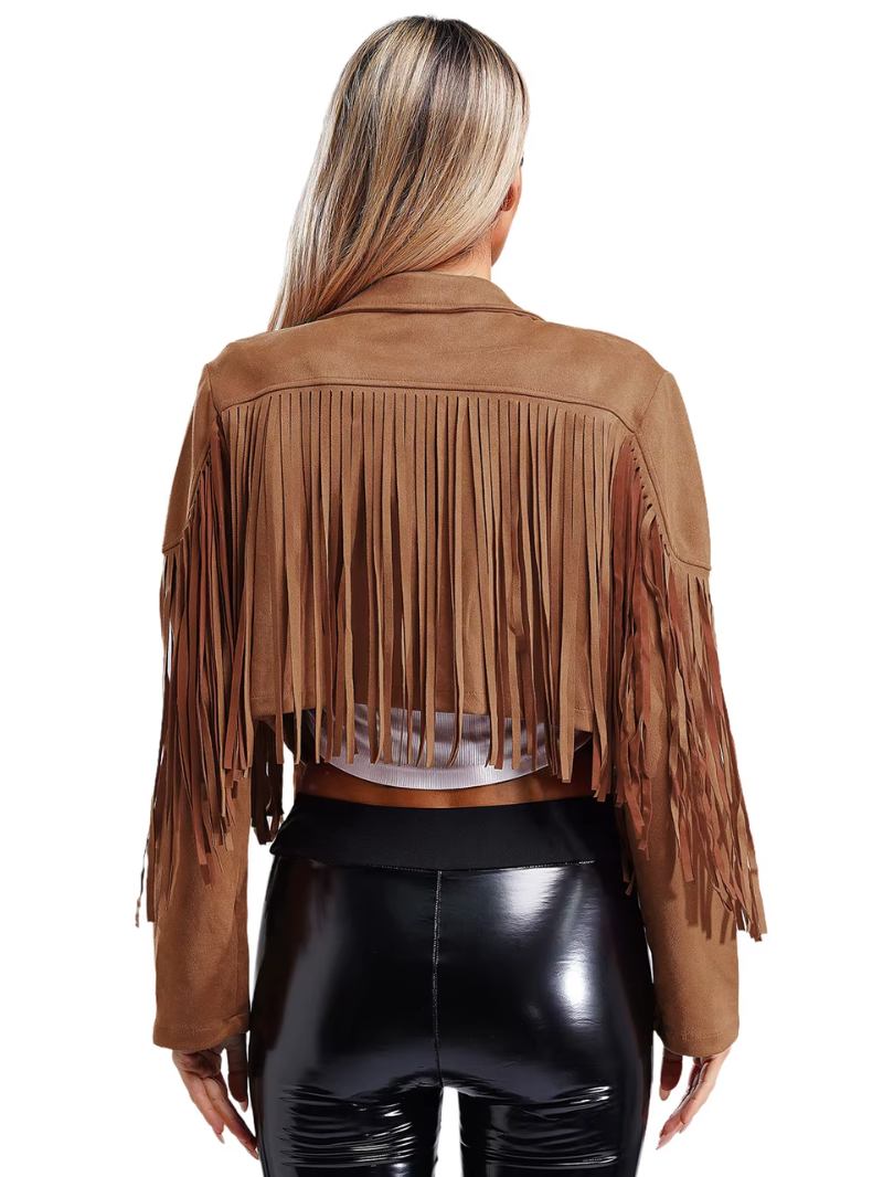 Drune | Braune Jacke mit Fransen