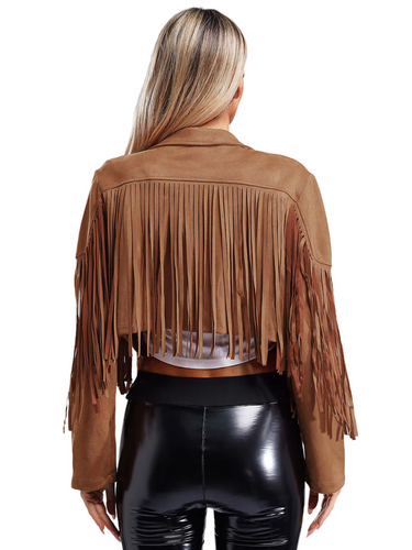 Drune | Braune Jacke mit Fransen