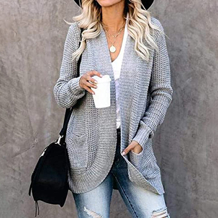 Drune | StrickStrickjacke Weicher Stoff Offene Vorderseite Lässiger Schnitt Mit Taschen